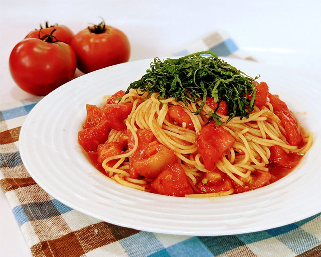 完熟トマトの冷製スパゲティ